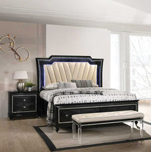 Load image into Gallery viewer, Modern Style Bedroom In Black With A White Pu Headboard