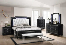Load image into Gallery viewer, Modern Style Bedroom In Black With A White Pu Headboard
