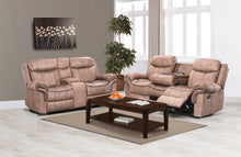 Load image into Gallery viewer, Contemporary Motion Group In A Sand Colored Polished Microfiber Fabric