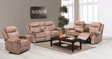 Load image into Gallery viewer, Contemporary Motion Group In A Sand Colored Polished Microfiber Fabric