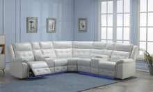 Load image into Gallery viewer, Power Motion Sectional In A White Leather Air Fabric