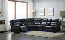 Load image into Gallery viewer, Motion Sectional In A White Leather Air Fabric In A Black Leather Air Fabric