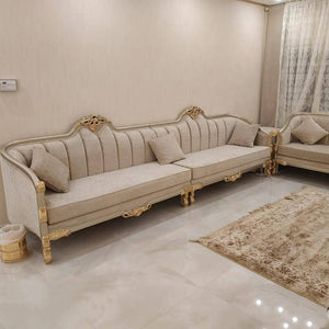 Jalsha Arabia Mixed living Room in Beige And Gold Painted Wood