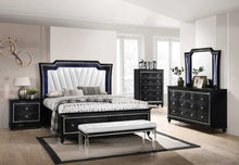 Load image into Gallery viewer, Modern Style Bedroom In Black With A White Pu Headboard
