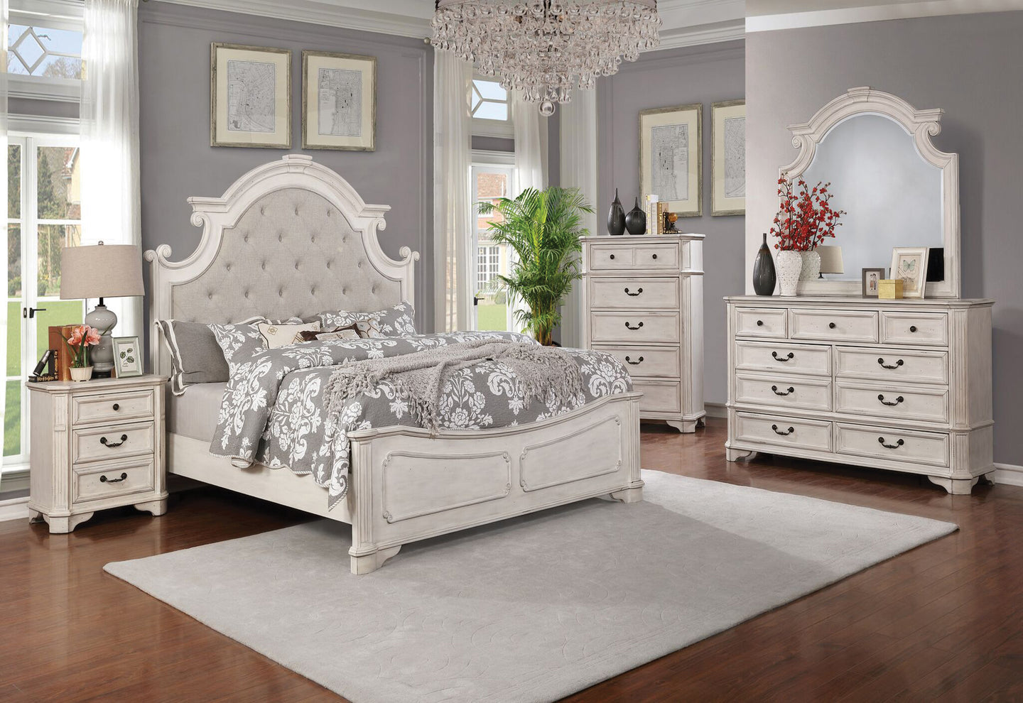 country french style bedroom in an antique white finish – acacia