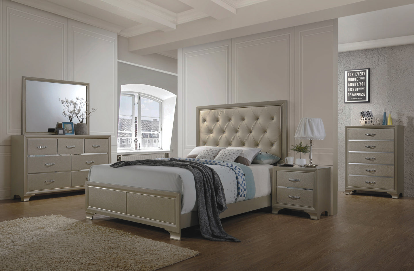 Glamour Style Bedroom In A Champagne Finish