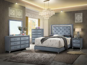 Glamour Styled Bedroom In A Silver Fabric Covering