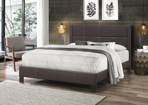 Fully Upholstred Bed In A Brown Pu Fabric