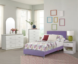 Contemporary Style Bedroom In A White And Purple Finish