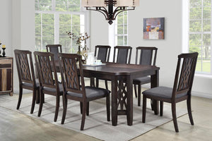 Transitional Style Dining Set In A Brown/Cherry Finish