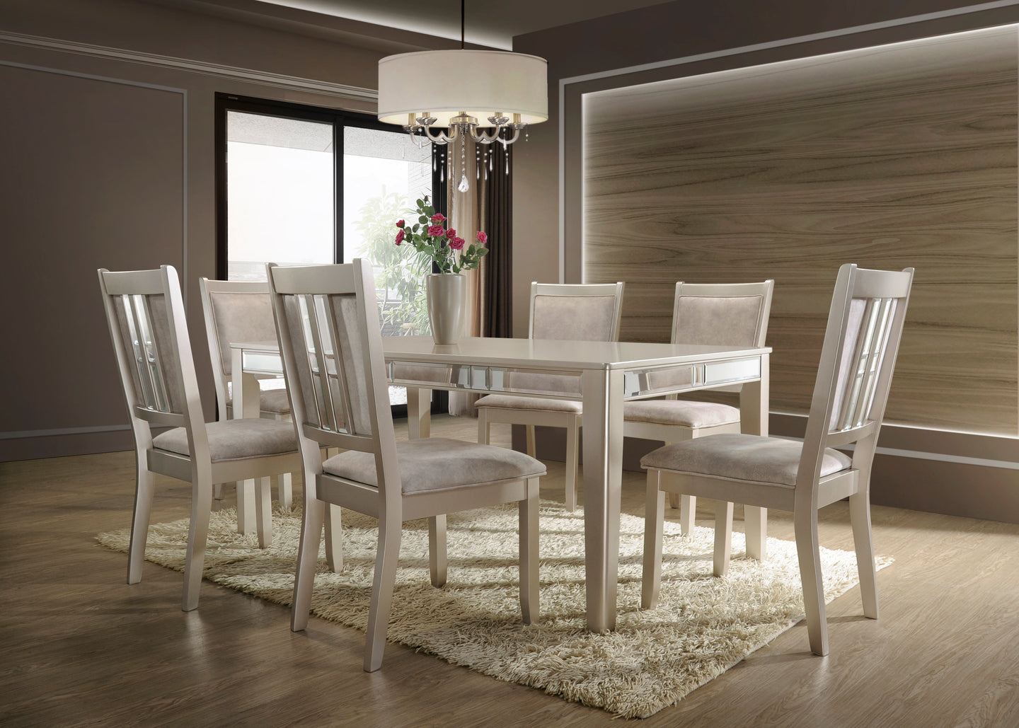 Semi-Formal Contempary Dining Set In A Rose Gold Finish