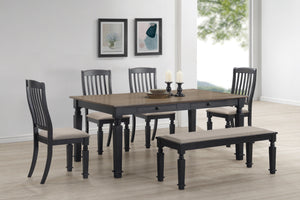 Rustic Design Dining Set In A Black Finish With Contrasting Finish Table Top