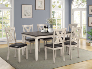 Rustic Look Dining Set In A Weathered Butter Milk Finish