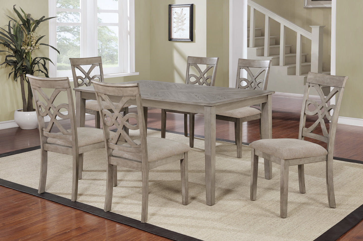 Traditional Style Dining Set In A Sand Color Finish