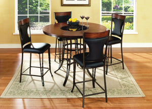 Contemporary Pub Dining Featuring A Solid Marble Lazy Susan Bordered By Pecan Finish Wood Veneer Top