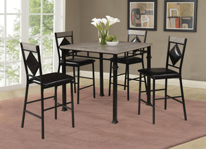 Contemporary Pub Style Dining With Weathered Gray Pvc Table Top With Black Metal Legs