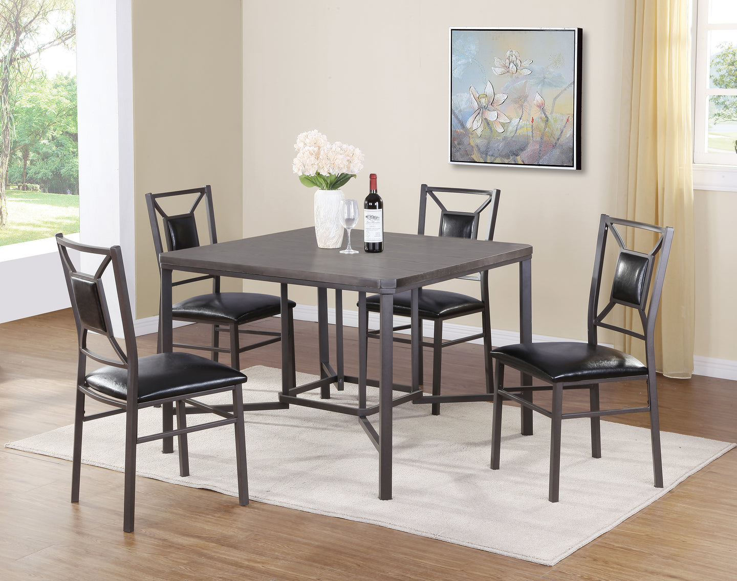 Contemporary Dining Set In A Gray Finish