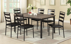 Contemporary Style Dinette With A Weathered Brown Table Top With Dark Brown Finish Legs