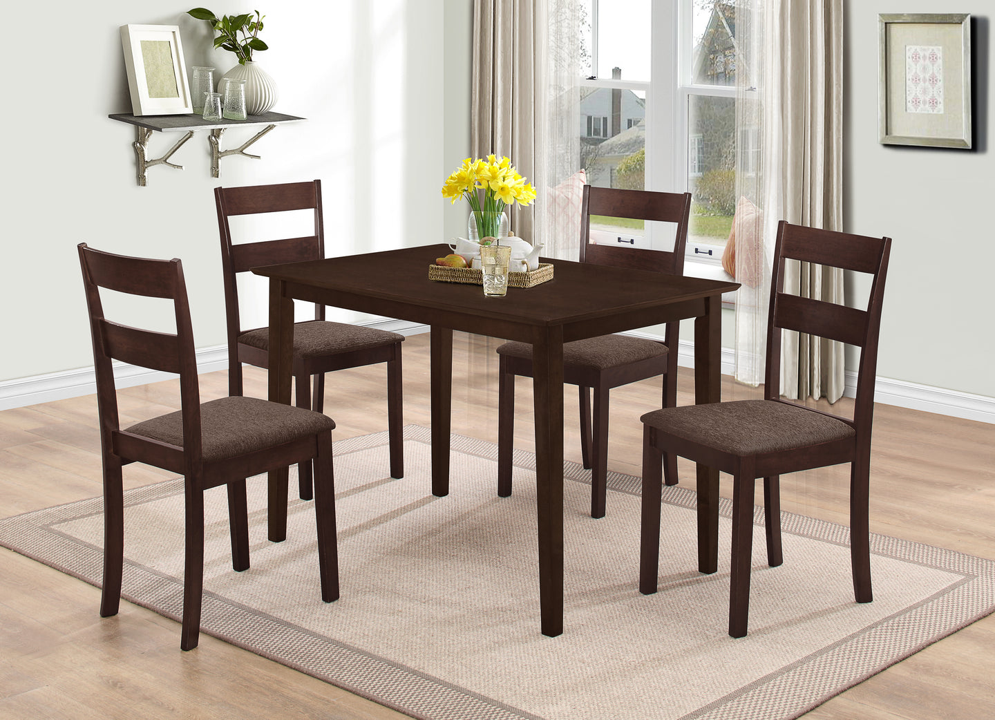 Casual Dining Set In A Dark Cappuccino Finish