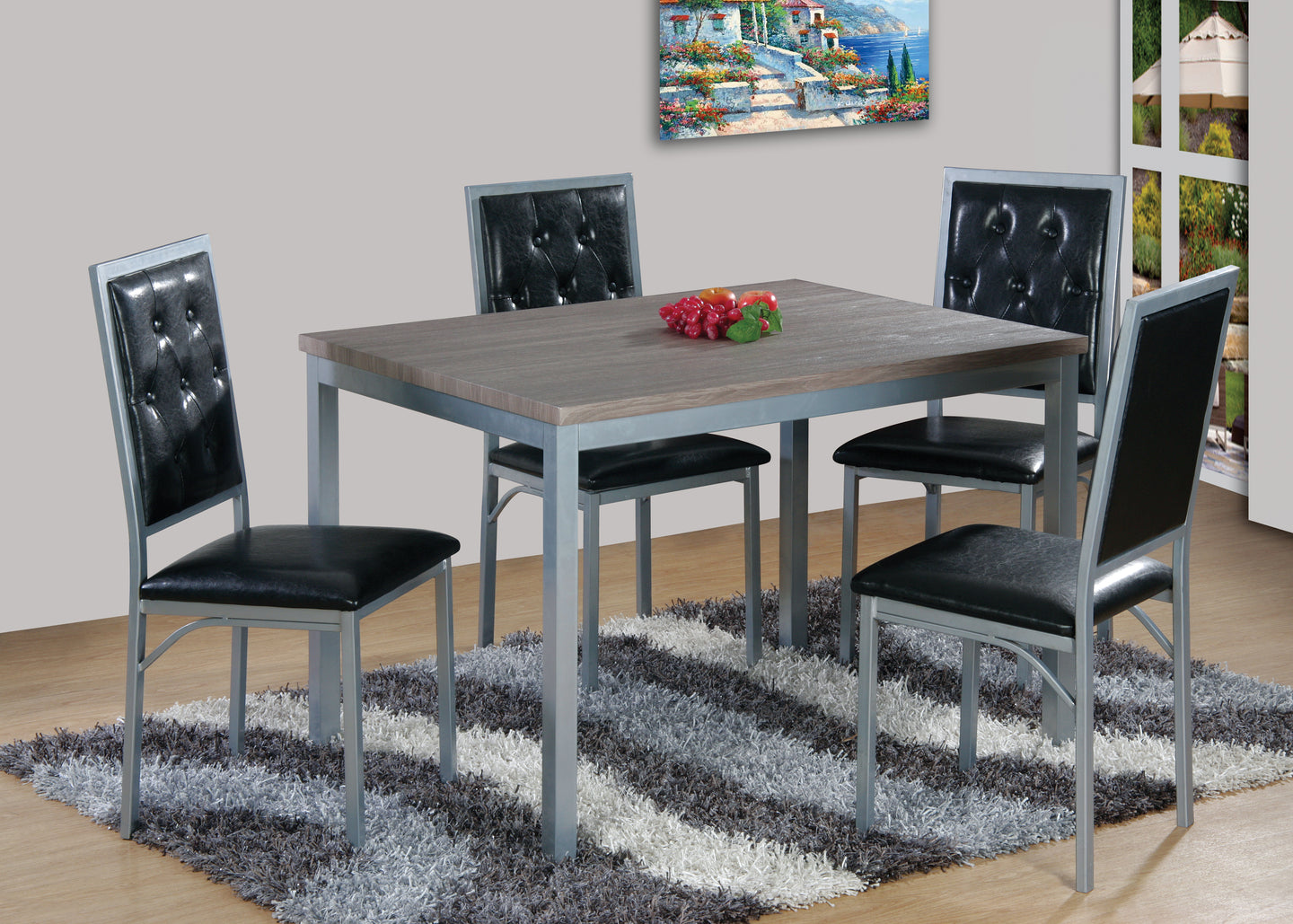 Modern Style Dining With Button Tufted Chair Backs