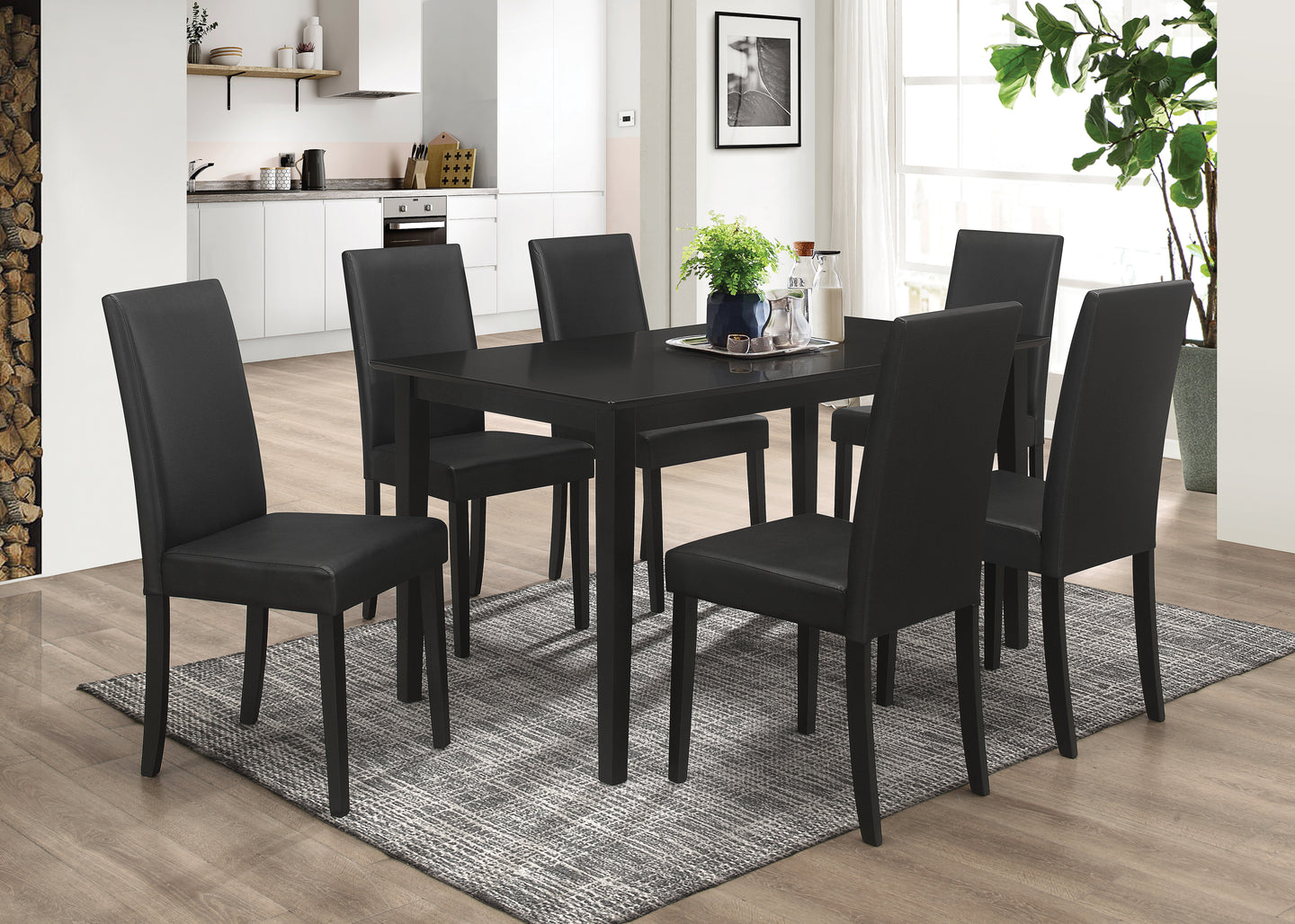 Contemporary Dining Set In A Black Finish