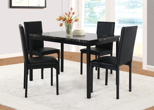 Contemporary Style Dining Features A Black/Grey Marble Top With Sturdy Metal Legs