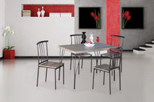 Load image into Gallery viewer, Modern Style Dining Set Brown Pvc Table Top With Bronze Metal Tripod Legs
