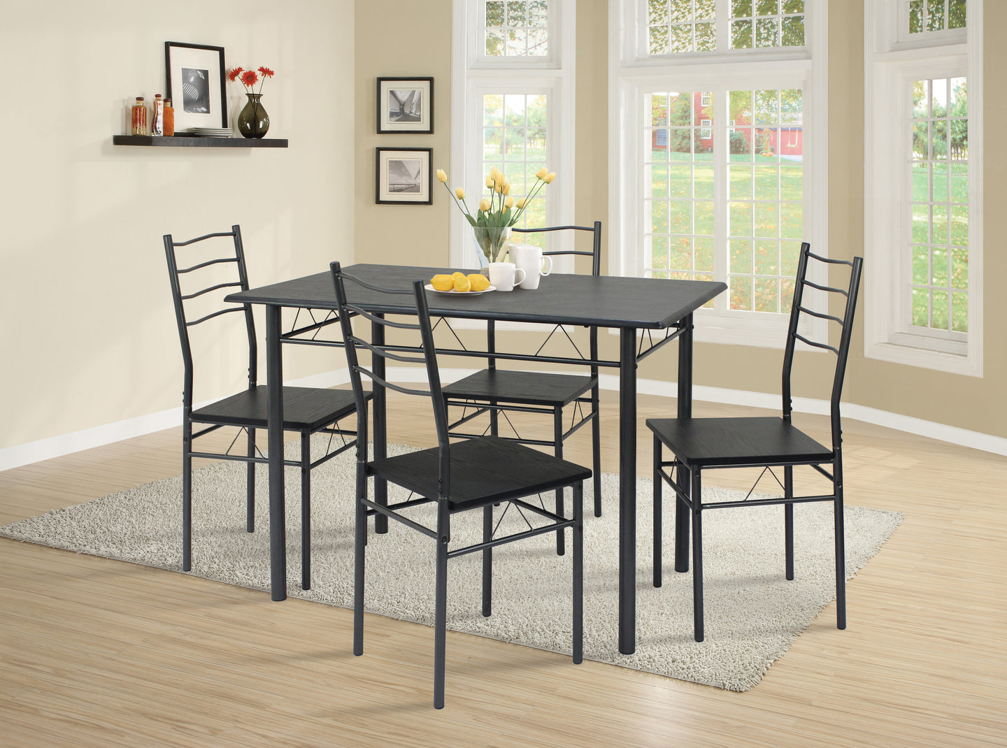 Modern Styled Dining Set In A Charcoal Finish Table