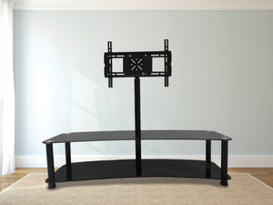 Tv stand With Curved Black Tempered Glass