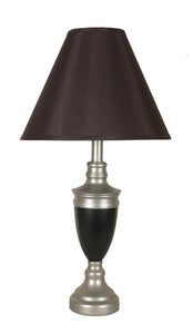 Table Lamp Features A Polyresin Base In Black Color, With Black Reed Front
