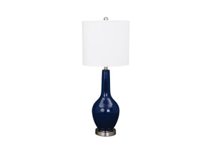 Table Lamp In Navy Blue Resin With White Shade