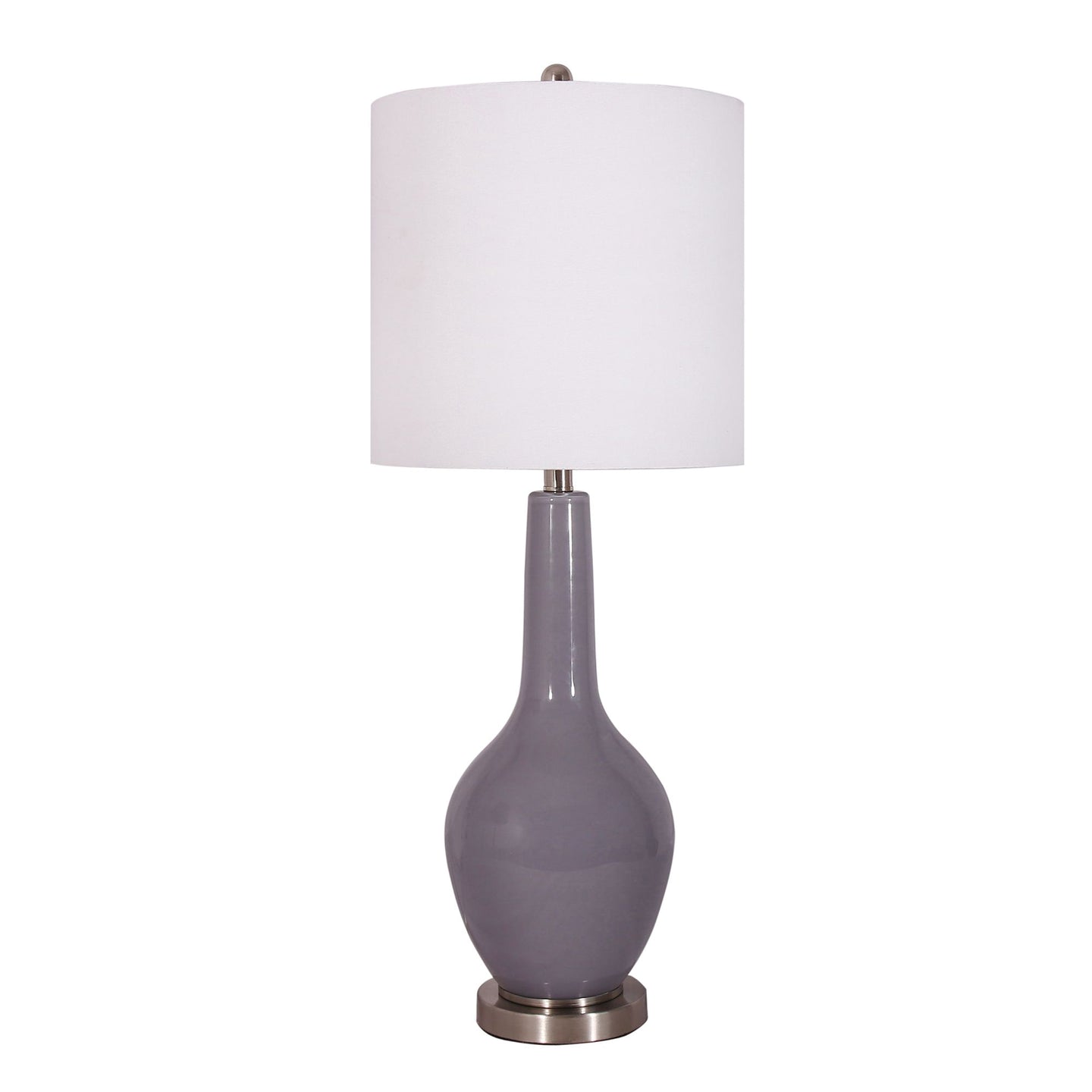 Table Lamp In Gray Resin With White Shade