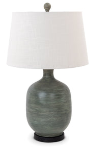 Table Lamp Features A Polyresin Base With Grey Swirl With White Shade