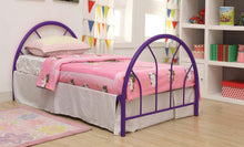 Load image into Gallery viewer, Children Metal Hoop Style Bed In A Purple Finish
