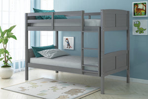 Solid Pine Bunkbed With Closed Panel Ends In Gray Finish