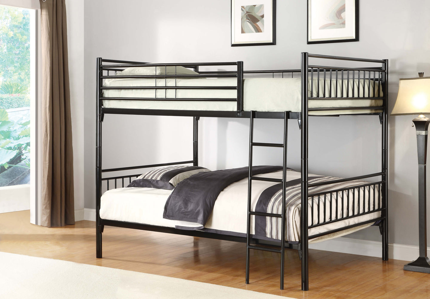 Full Over Full-Size Metal Bunk Bed in Black