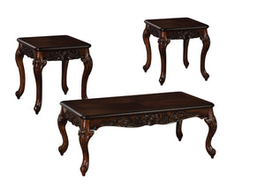 Traditional Style 3-Pack Tables In Dark Brown Finish