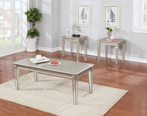 Modern Style Tables In A Silver Finish With Mirror Accents On Legs