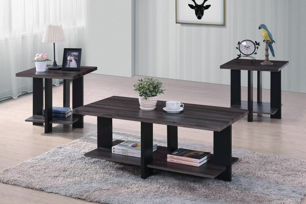 Contemporary 3-Pack Tables In A Tu-Tone Gray Finish