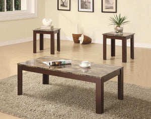 Contemporary 3 Pack Tables Brown Marbleized Top