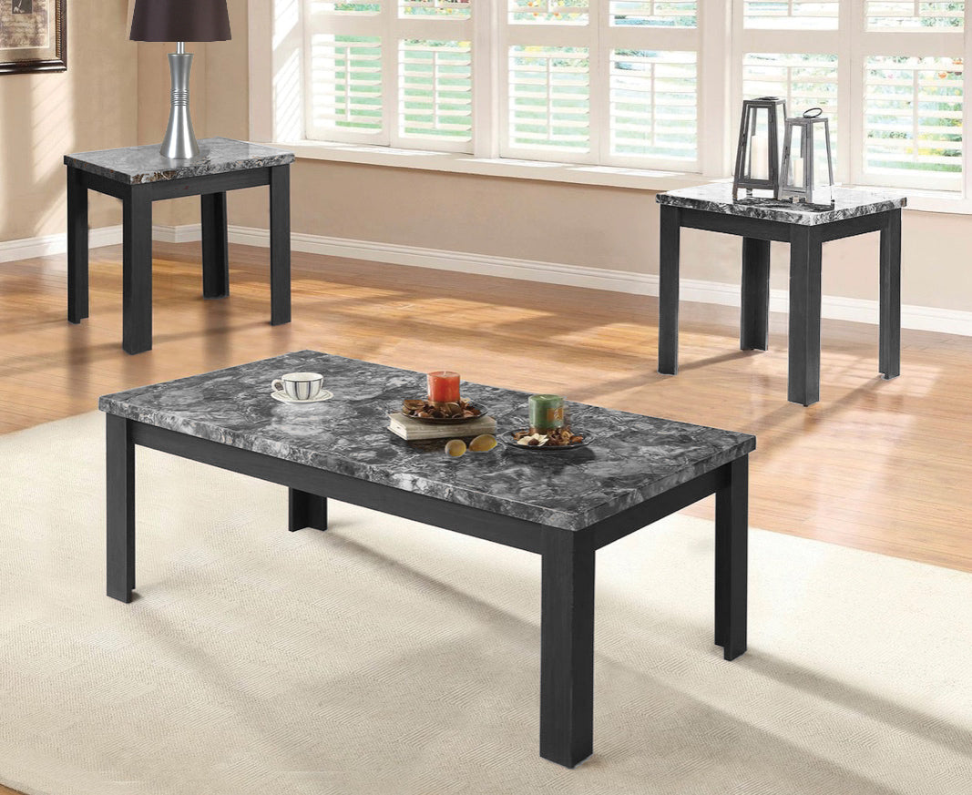 Contemporary 3 Pack Tables Black Marbleized Top