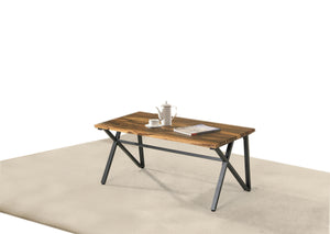 Rustic Style Occasional Set With Black Metal Base And An Antique Pine Finish