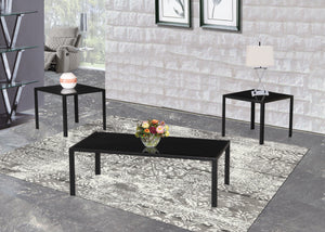 Contemporary Style Coffee Table Set With Black Metal Base