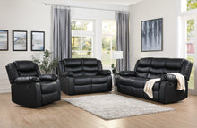 Load image into Gallery viewer, Motion Group In A Black Pu Fabric Triple Channeled Back With Scoop Seating
