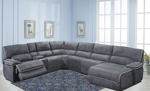 Modular Motion Sectional In A Steel Blue Color Padded Fabric