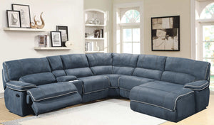 Modular Motion Sectional In A Steel Blue Color Padded Fabric