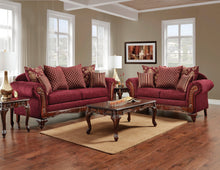 Load image into Gallery viewer, Traditional Styling In A Burgundy Textured Fabric Living Room
