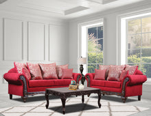 Load image into Gallery viewer, Traditional Style In A Red Textured Fabric With Brown Show Wood
