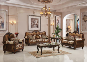 Elegant Styling In Two-Tone Fabric Combination Of Brown And Beige Living room