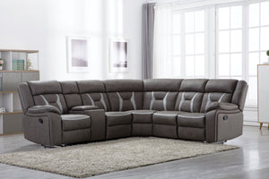 Modular Motion Sectional In A Grey Pu Fabric